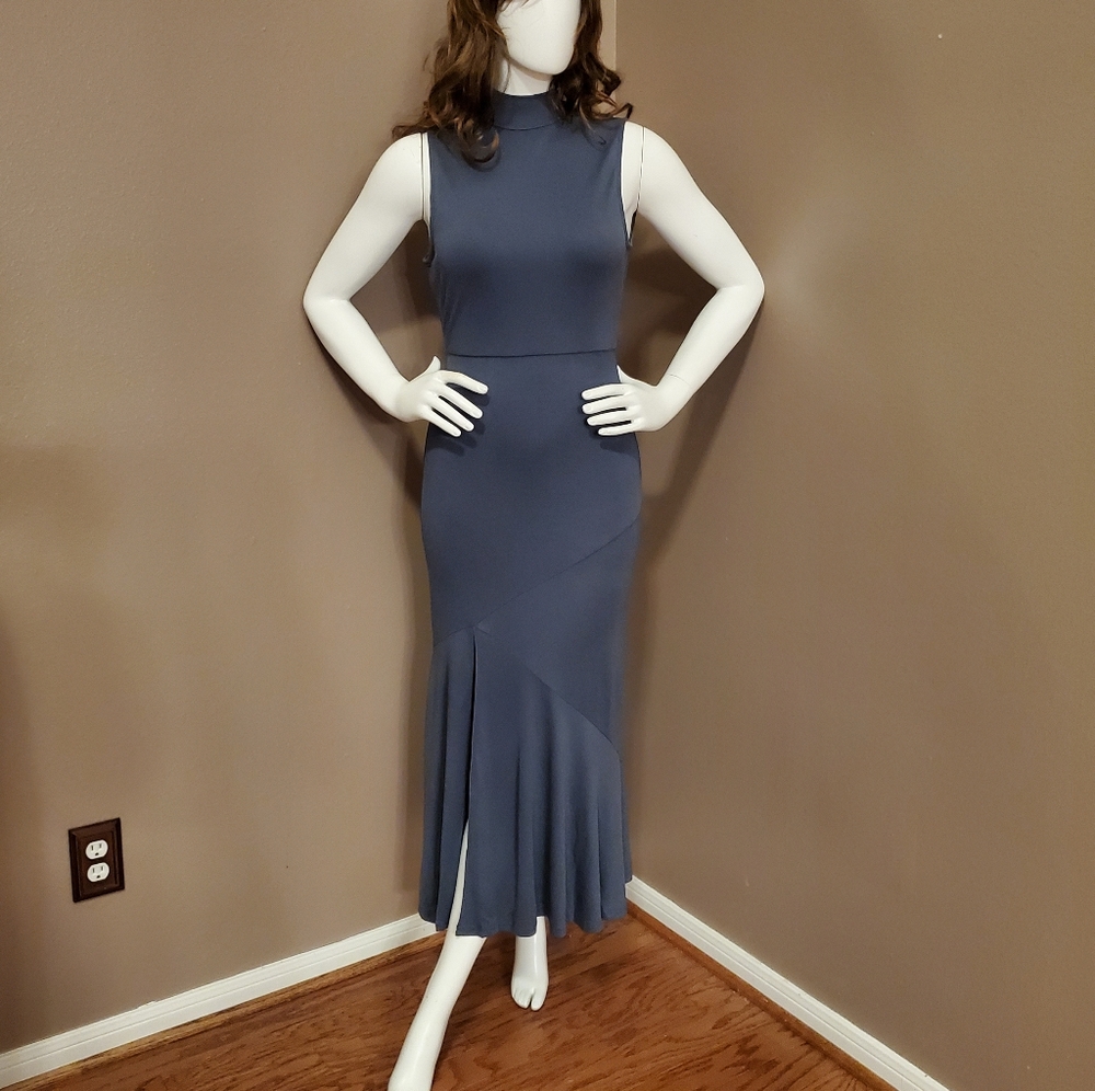 NWOT LA CHARME U ash blue knit maxi dress